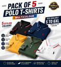 Dailywear Poly Cotton Solid Half Sleeves Mens Polo T-Shirt(Pack of 5)-ALL Size = 6XL