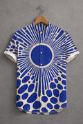 Trendy Blue Radial Pattern Short Sleeve Shirt